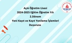 AÖL 2024-2025 Eğitim-Öğretim Yılı 2. Dönem Kayıt ve Kayıt Yenileme Tarihleri