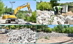 Yeşilyurt Belediyesi Şahnahan'da Taş Duvar Çalışması Yapıyor