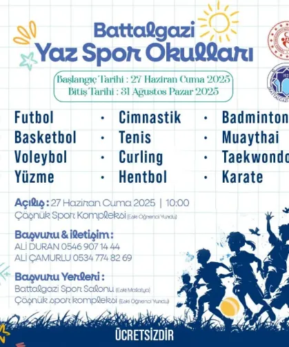 Battalgazi'de Yaz Spor Okulları Başlıyor