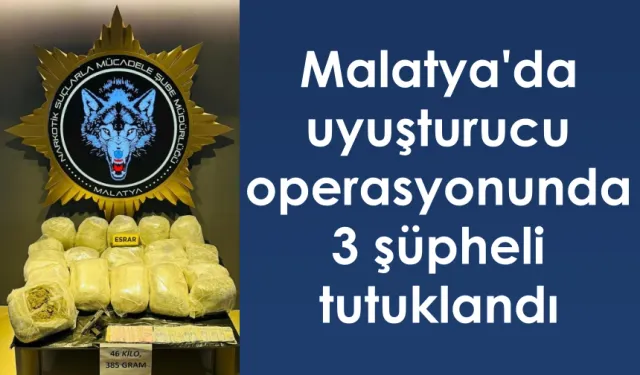 Malatya'da uyuşturucu operasyonunda 3 şüpheli tutuklandı